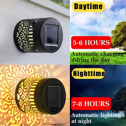Solar Outdoor Light IP65 Waterproof Auto On/Off Metal Frame Mandala Cut-Out Retro Modern Design Decorative Atmosphere for Garden Balcony Villa Fence Porch