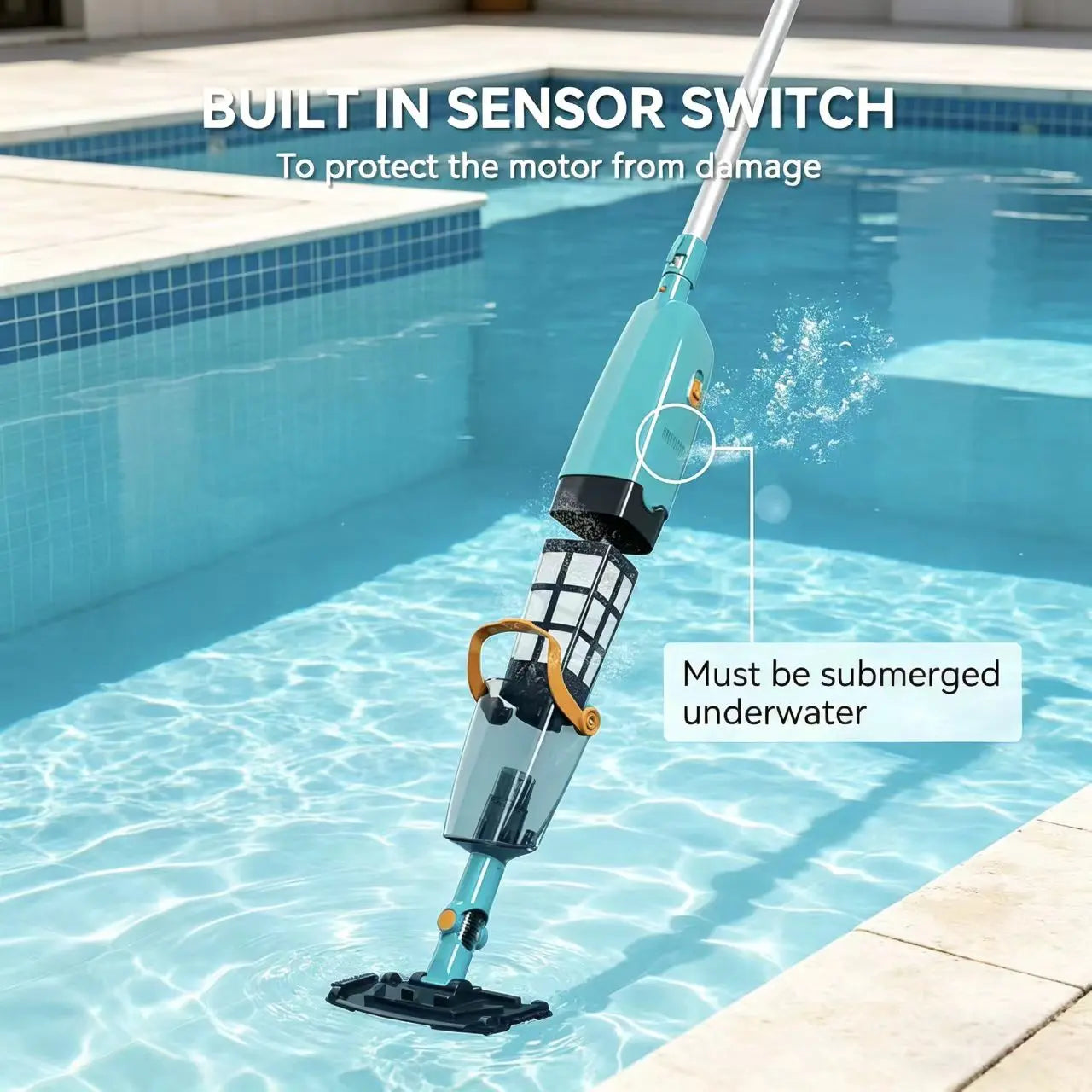 Cordless Pool Vacuum Cleaner for above Ground Pools, 30W Powerful Suction, Telescopic Pole, 60 Min Runtime, Rechargeable Handheld Vacuum for Leaves, Sand & Debris Solution Bundle Full Head