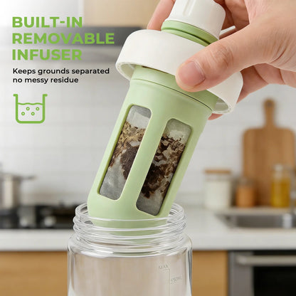 SUSTEAS Reusable Portable Washable Cold Brew Coffee Tumbler with Digital Scale and Dual-Function Tea Filter Net