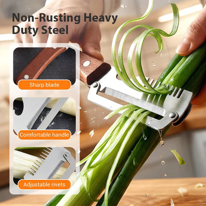 [Summervibes]Multi-Functional Vegetable Peeler for Kitchen, Ultra-Sharp Stainless Steel Blade with Wooden Handle and Bottle Opener, for Vegetables or Fruits That Need to Be Peeled (2 Pcs)