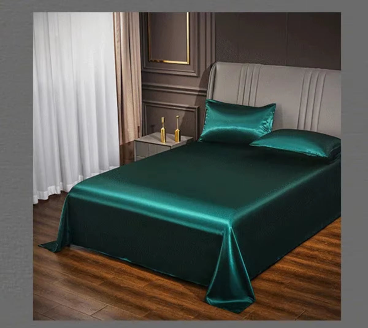 Satin Silk Bed Sheets for Summer - Plain Flat Sheet for Double Bed (Available in Twin, Full, Queen, King Sizes; Pillowcase Sold Separately)
