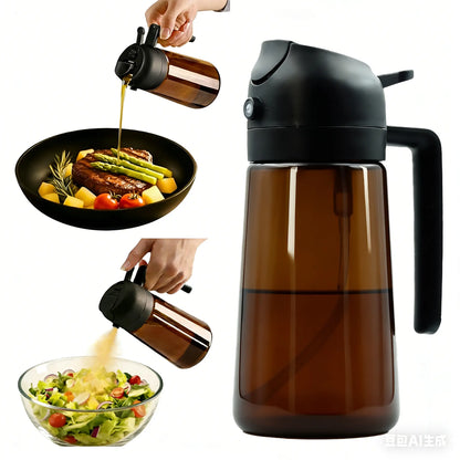 2 in 1 Oil Dispenser for Cooking Kitchen Glass Oil Sprayer 16 Oz Olive Oil Container for Salad and Cooking Needs
