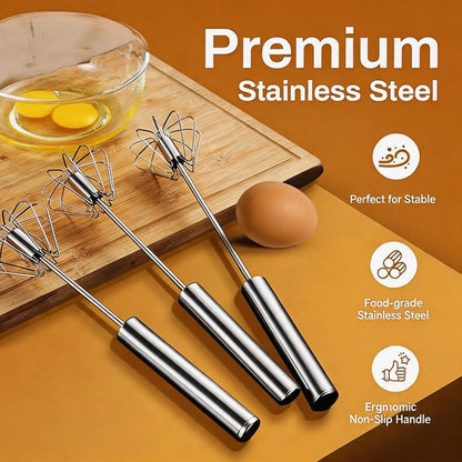 YESDOAGD Stainless Steel Hand-Push Rotary Whisk Food-Grade Rust-Resistant Sturdy Riveted Construction Semi-Automatic Design Versatile for Cooking Blending Whisking Beating and Stirring Tasks Easy to Clean