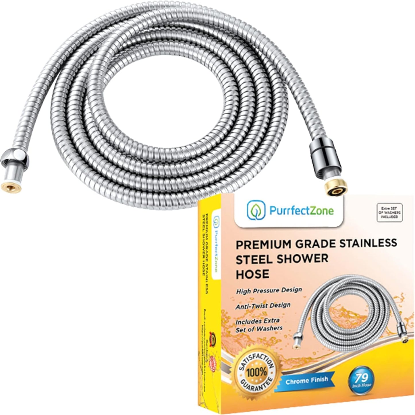 Shower Hose Replacement - Perfect for Shower or Bidet Sprayer, Easy Installation (79 Inch, Chrome)