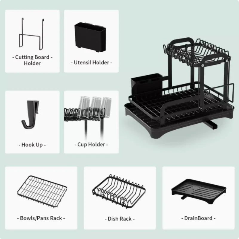 Sturdy Kitchen Dish Rack Bowl and Utensil Organizer Space Saving Countertop Shelf