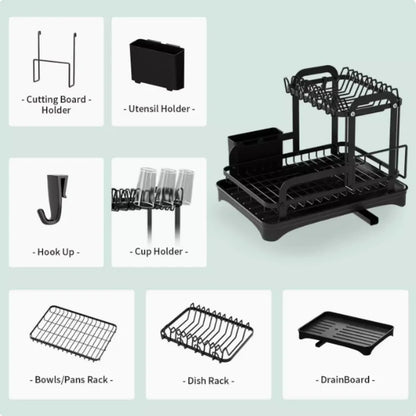 Sturdy Kitchen Dish Rack Bowl and Utensil Organizer Space Saving Countertop Shelf