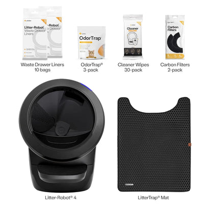 Supply & Accessory Bundle by , Black- Automatic Self-Cleaning Cat Litter Box, Includes Litter-Robot 4,Custom