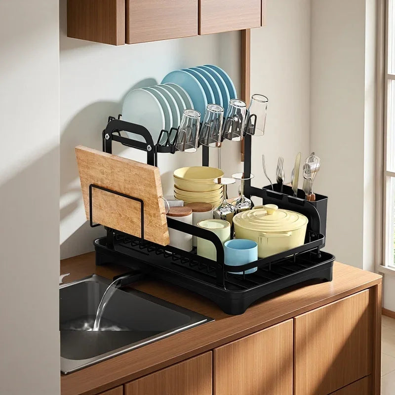 Sturdy Kitchen Dish Rack Bowl and Utensil Organizer Space Saving Countertop Shelf