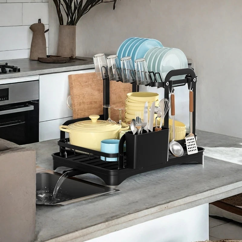 Sturdy Kitchen Dish Rack Bowl and Utensil Organizer Space Saving Countertop Shelf