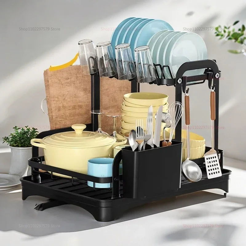 Sturdy Kitchen Dish Rack Bowl and Utensil Organizer Space Saving Countertop Shelf