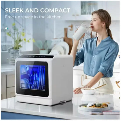 Mini portable dishwasher countertop compact dishwasher, desktop small dishwasher with 5L built-in water tank GN781TB