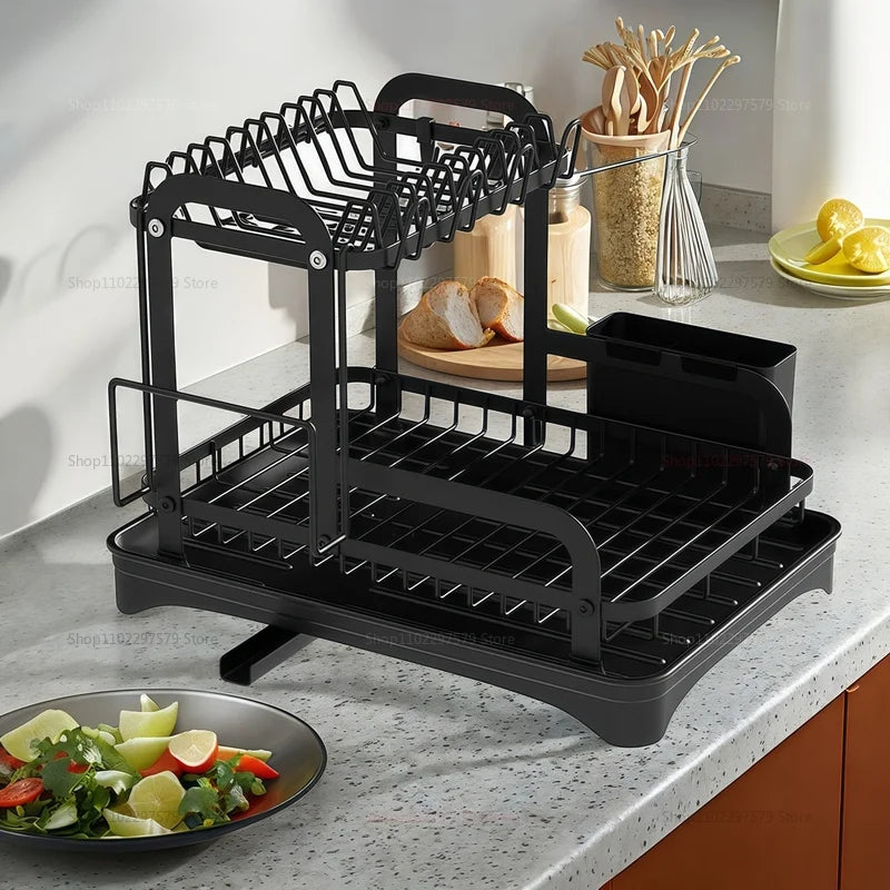 Sturdy Kitchen Dish Rack Bowl and Utensil Organizer Space Saving Countertop Shelf