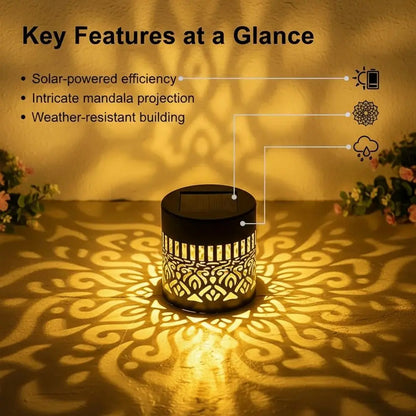 Solar Outdoor Light IP65 Waterproof Auto On/Off Metal Frame Mandala Cut-Out Retro Modern Design Decorative Atmosphere for Garden Balcony Villa Fence Porch