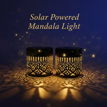 Solar Outdoor Light IP65 Waterproof Auto On/Off Metal Frame Mandala Cut-Out Retro Modern Design Decorative Atmosphere for Garden Balcony Villa Fence Porch